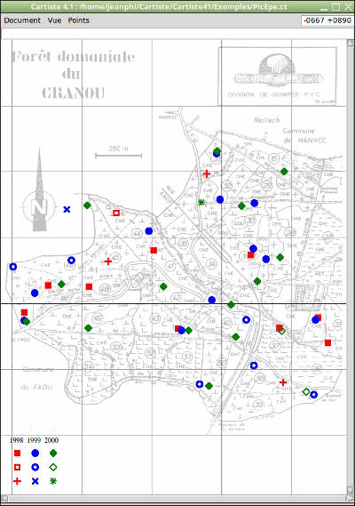 Cartiste 4.1 : Quadrat 1998-2000 Pic épeiche Forêt du Cranou